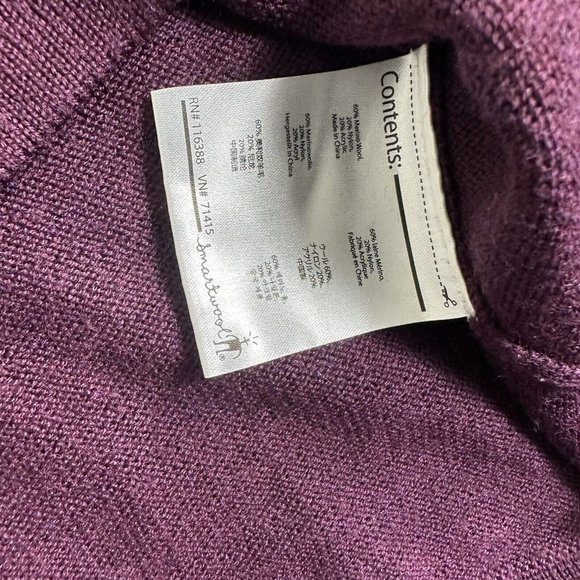 Smartwool Pullover 1/4 Zip Mock Neck‎ Sweater Wool Blend Mens Size Medium Maroon - Picture 9 of 9
